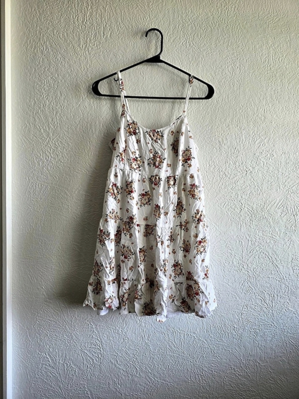 Fall Cottagecore Hollister Floral Mini Dress in White & Brown Size XS